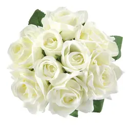 Искусственные с искусственными цветами, шелковая пластик искусственные розы 9 головок Свадебный букет для дома сад вечерние свадебные