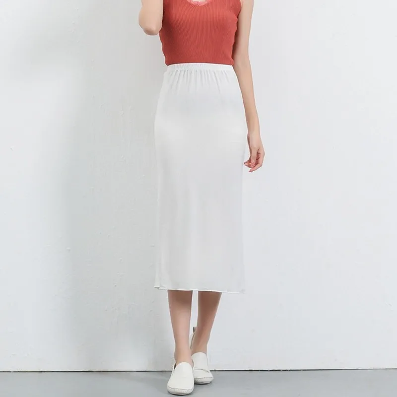 

Modal comfortable and breathable backing skirts Woman Anti-lighting bottoming skirts summer hip package solid skirts women