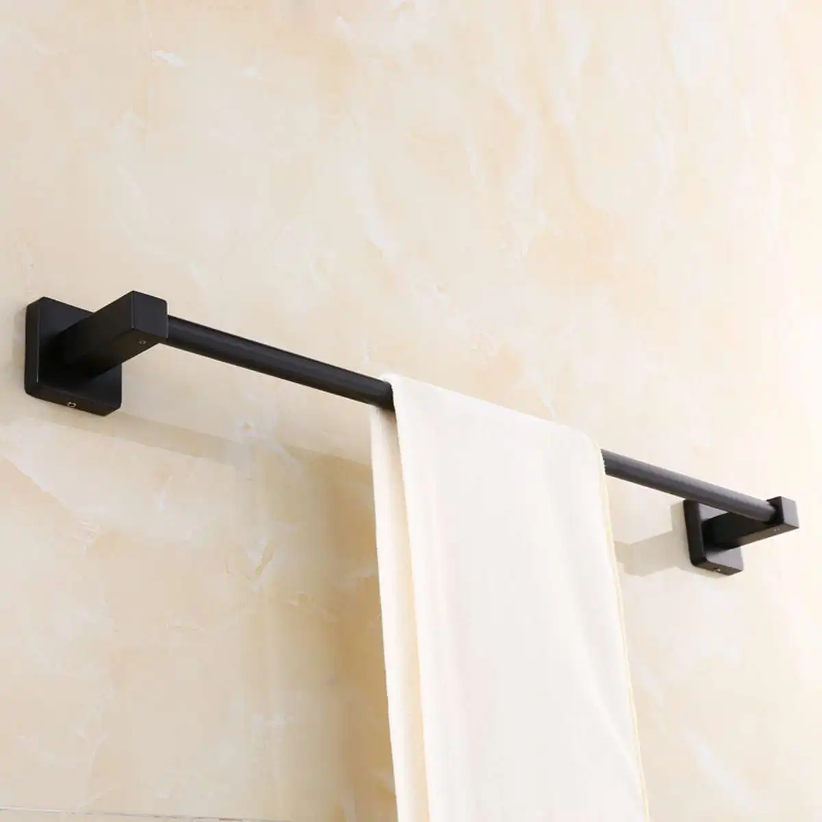 Billige 61 cm Schwarz Matte Platz Handtuch Rack Schiene Badezimmer Wand Montiert Handtuch Halter Einzel Tissue Rolle Wc Pinsel Halter Robe haken
