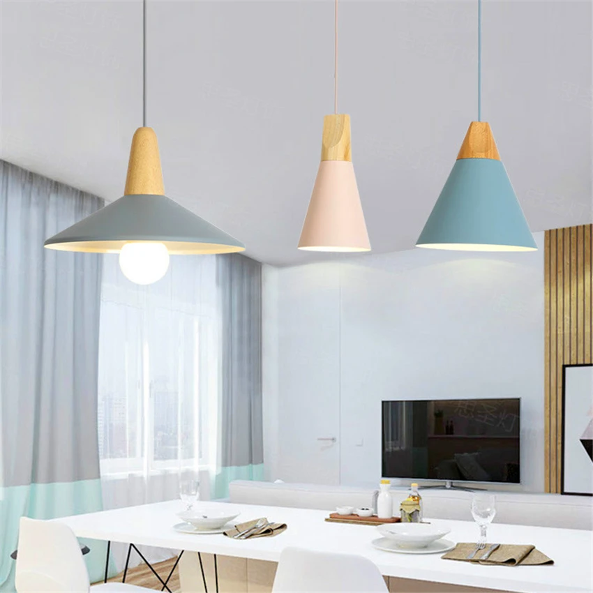 

Nordic LED Pendant Lamp Wood Aluminum Lamphade Hanging Pendant Light 90V-220v Art Decor Hanging Lamp Luminaire Kitchen Fixtures