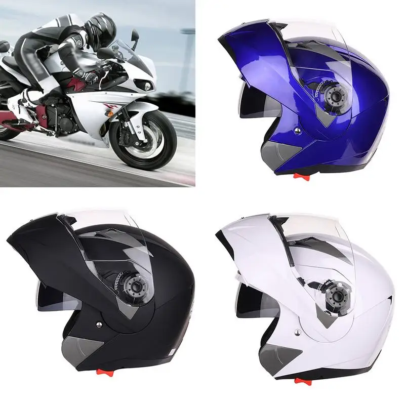 

Motorcycle Helmet Flip Up Unveiled Headpiece with Double Lens Electric Bike Men's Anti-Fog All Seasons Helmet