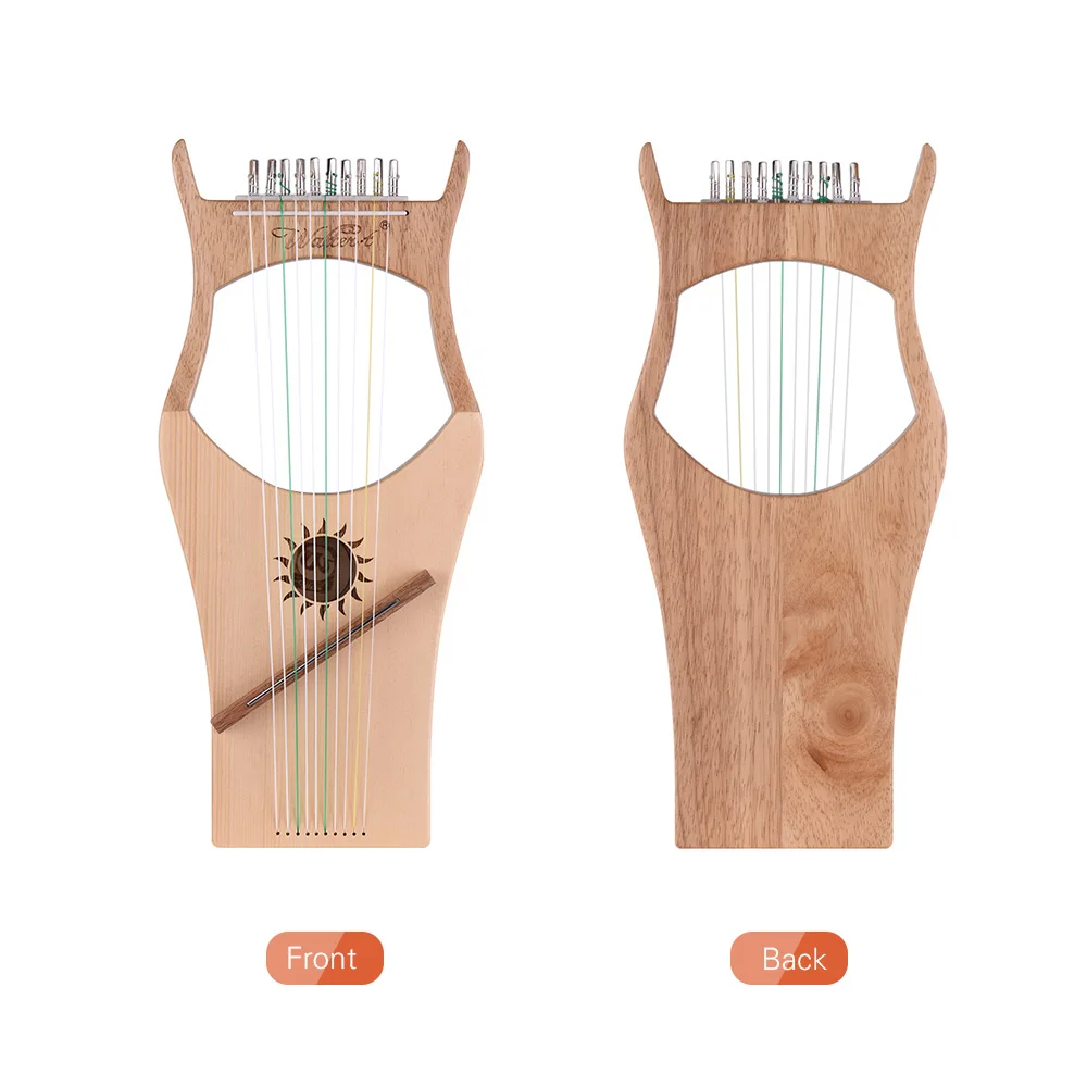 10-String деревянные Lyre harp нейлоновые струны ели Topboard бука древесины Backboard струнный инструмент с сумкой для переноски