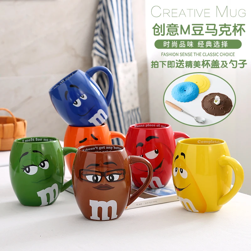 

Genuine M Bean Cup Lovers Originality Ceramics Cup Expression Cartoon Coffee mug Large Capacity Drink mugs