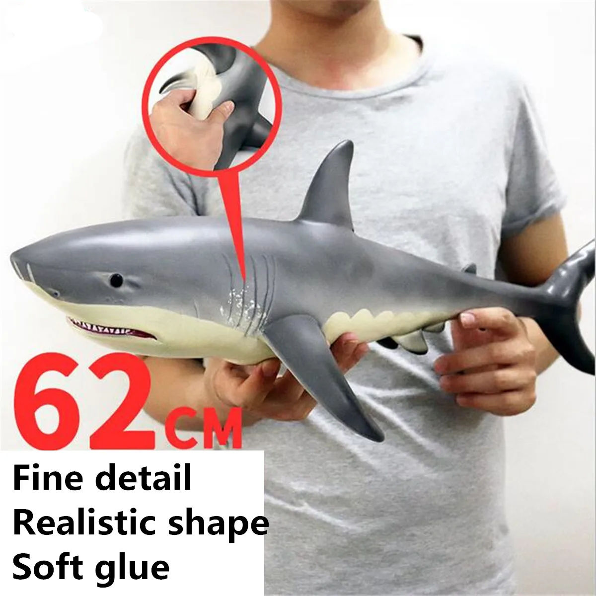 

Learning Educational Toys Children 62.5*24*17cm Sea Life Shark Model Big Size Animal Model Action Toy Figures Gift Kids Boys