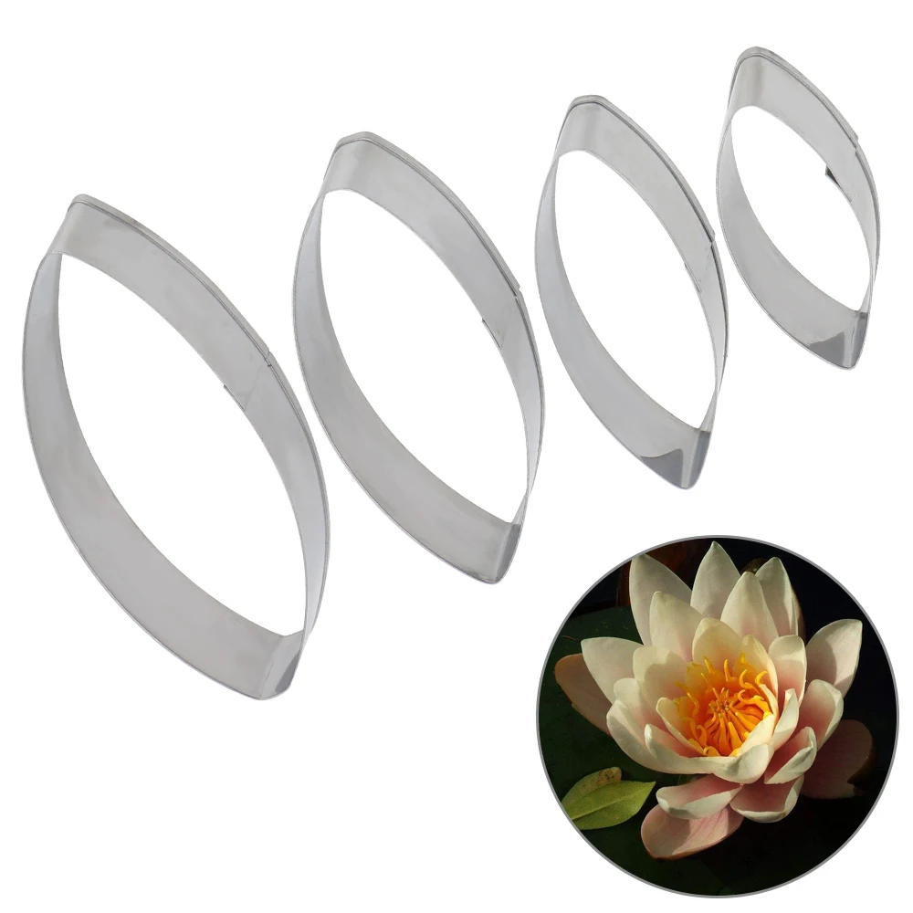 

4 piece/set Biscuit Cut Mould Cake Fondant Decoration Mold Water Lily Petal Cutters Set Stainless Steel