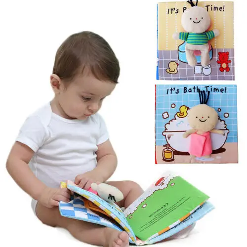 

Cute Baby Animal Cloth Book Bed Cognize Intelligence Development Toys Soft Cloth Development Books It is Bath Time Potty