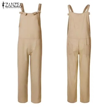 

Plus Size Combinaison Femme Bib Overalls Womens Jumpsuits 2020 ZANZEA Backless Rompers Playsuit Female Harem Pants Pantalon 5XL