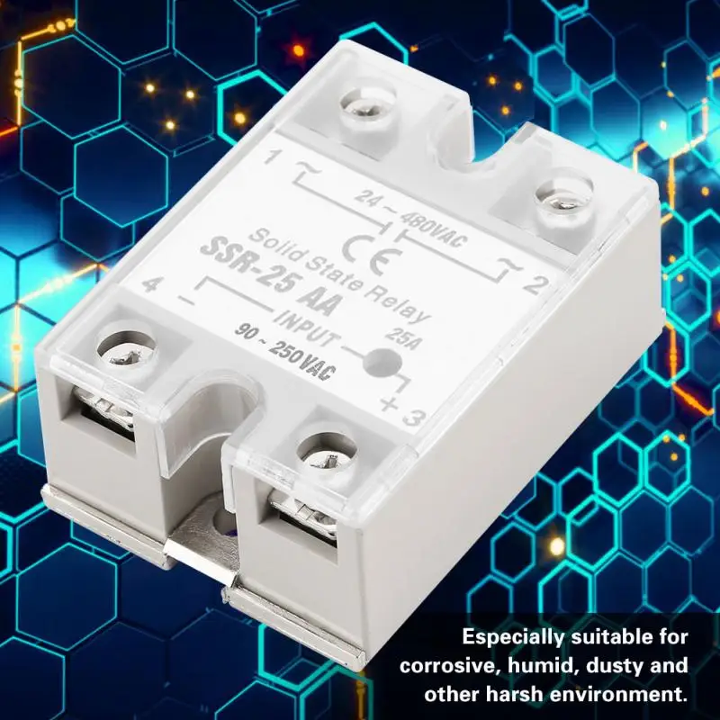 SSR 25 AA 25A твердотельный релейный модуль AC вход 90 250 В выход 24 480 задержка релейная