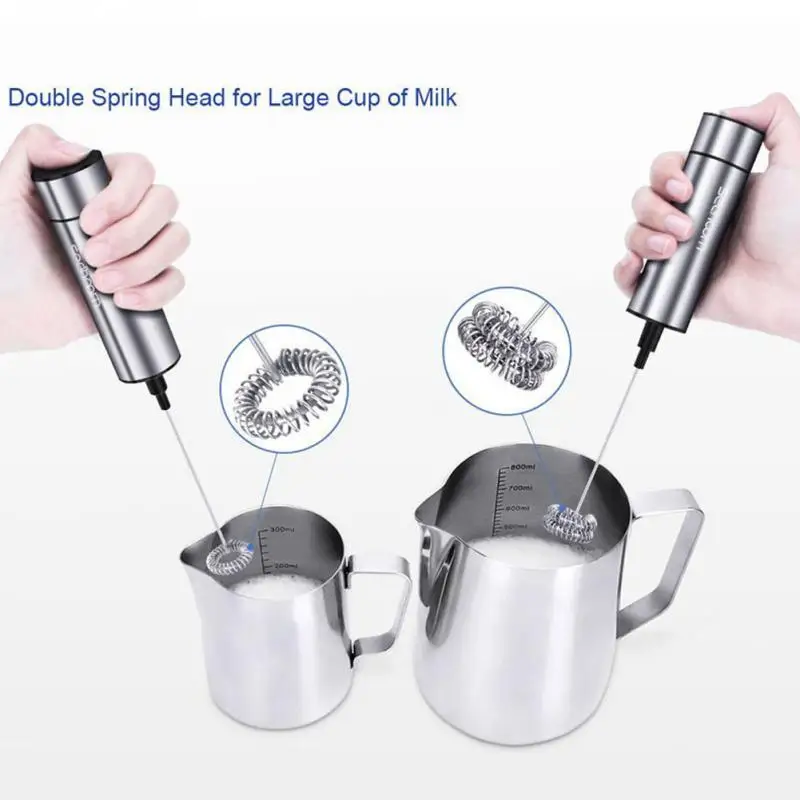 

1PC Powerful Double Spring Whisk Electric Milk Frother Kitchen Mixer Hand Milk Foamer for Coffee Latte Cappuccino with Stand