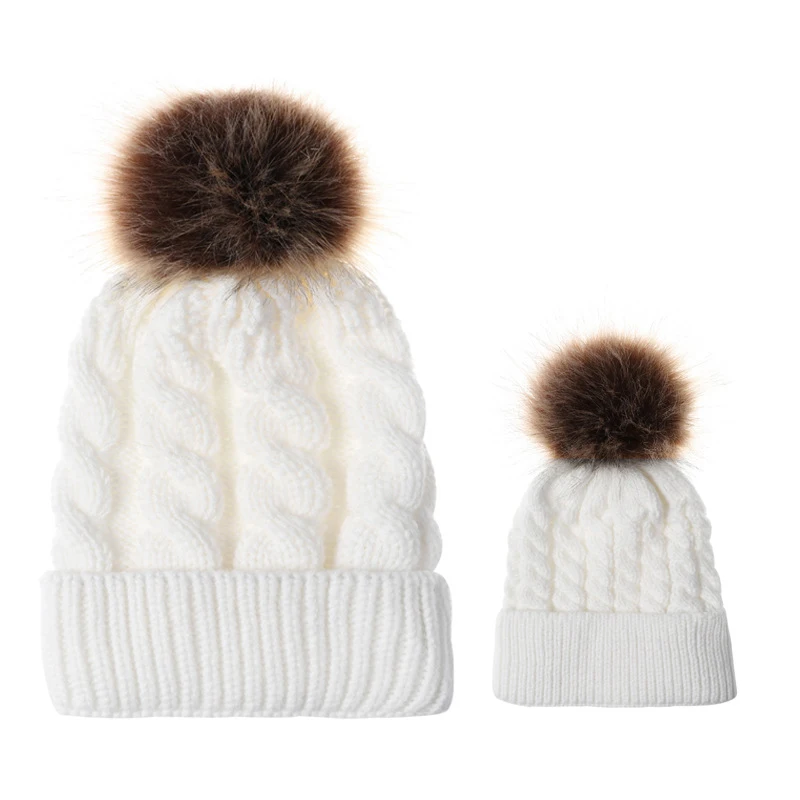 Милая зимняя шапка с помпоном для девочек и мальчиков, теплая вязаная шапка бини, шапки с черепами, Женская Толстая шапочка для детей