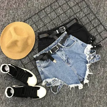

2019 Summer New Fashion Loose Black Blue High Waist Denim Shorts Sexy Hot Wide Leg Jeans Shorts
