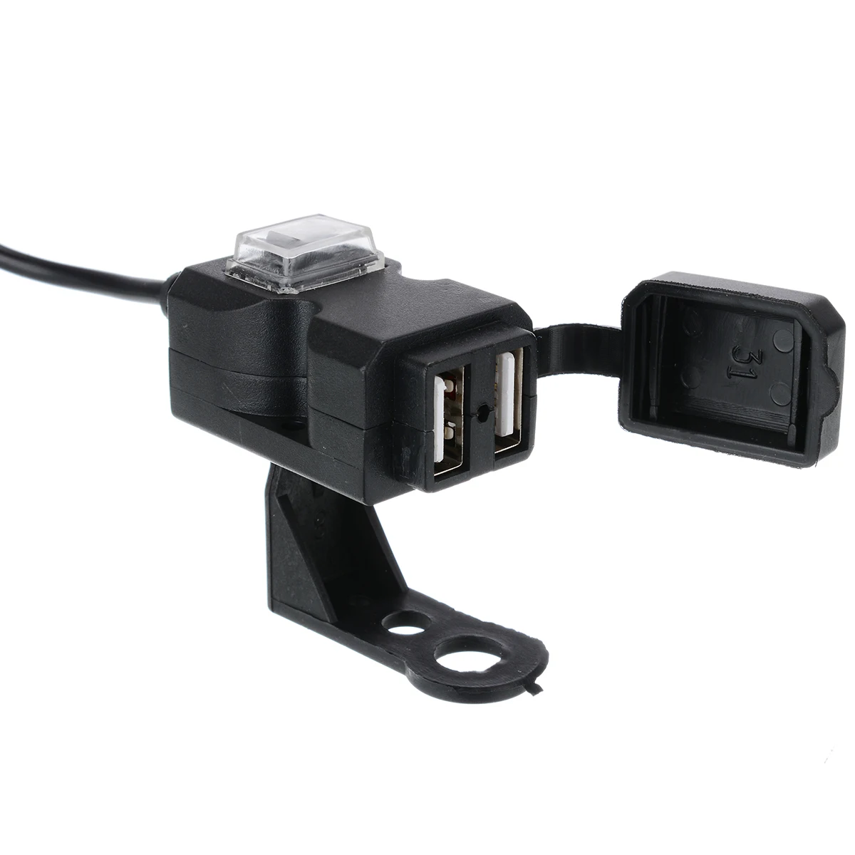 Mayitr 1pc Dual USB Port 12V Waterproof Motorbike Motorcycle Handlebar