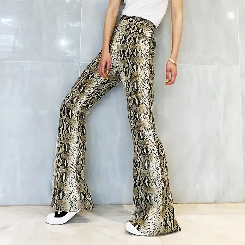 TWOTWINSTYLE, корейская мода, змеиный принт, женские брюки, высокая талия, большой размер, длинные брюки, женская уличная одежда, весна, новинка