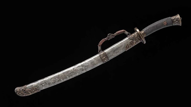 

Qing Dynasty Straight Blade Chinese Sword Hand-made Damascus Folded Steel+clay tempered Ebony Hard wood Japanese Samurai Sword