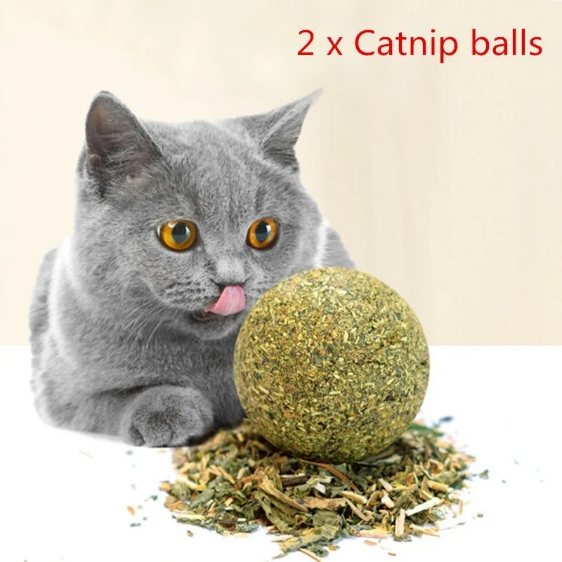 

2 Pcs Pet Cat Catnip Ball Favorite Dietary Aid kitten Mint Grass Small Chew Ball Toys Cat Supplier toys for Cat training