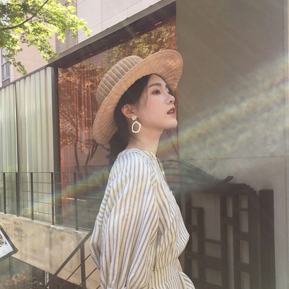

2019 New Fashion Korea acrylic geometric irregular resin vintage earrings Geometric Square Circle Long Drop Earrings for Woman