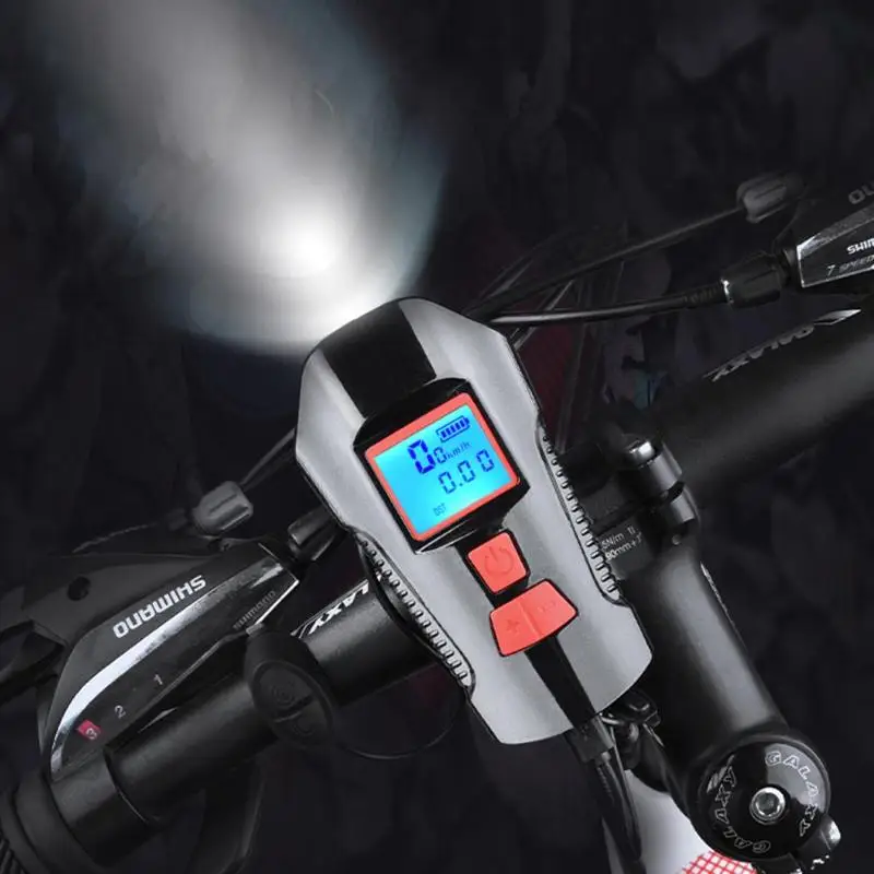 Flash Deal 3 in 1 USB Rechargeable LED Bike Front Light+Bicycle Computer+Electric Bell 2