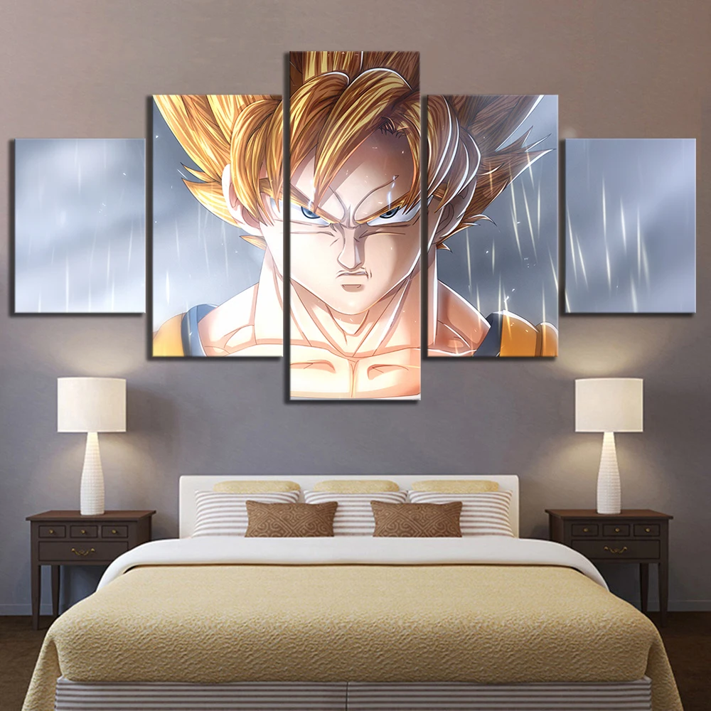 

5 Piece Animation Goku Dragon Ball Canvas Printed Wall Pictures Home Decor For Living Room Dragon Ball Poster Canvas Wholesale