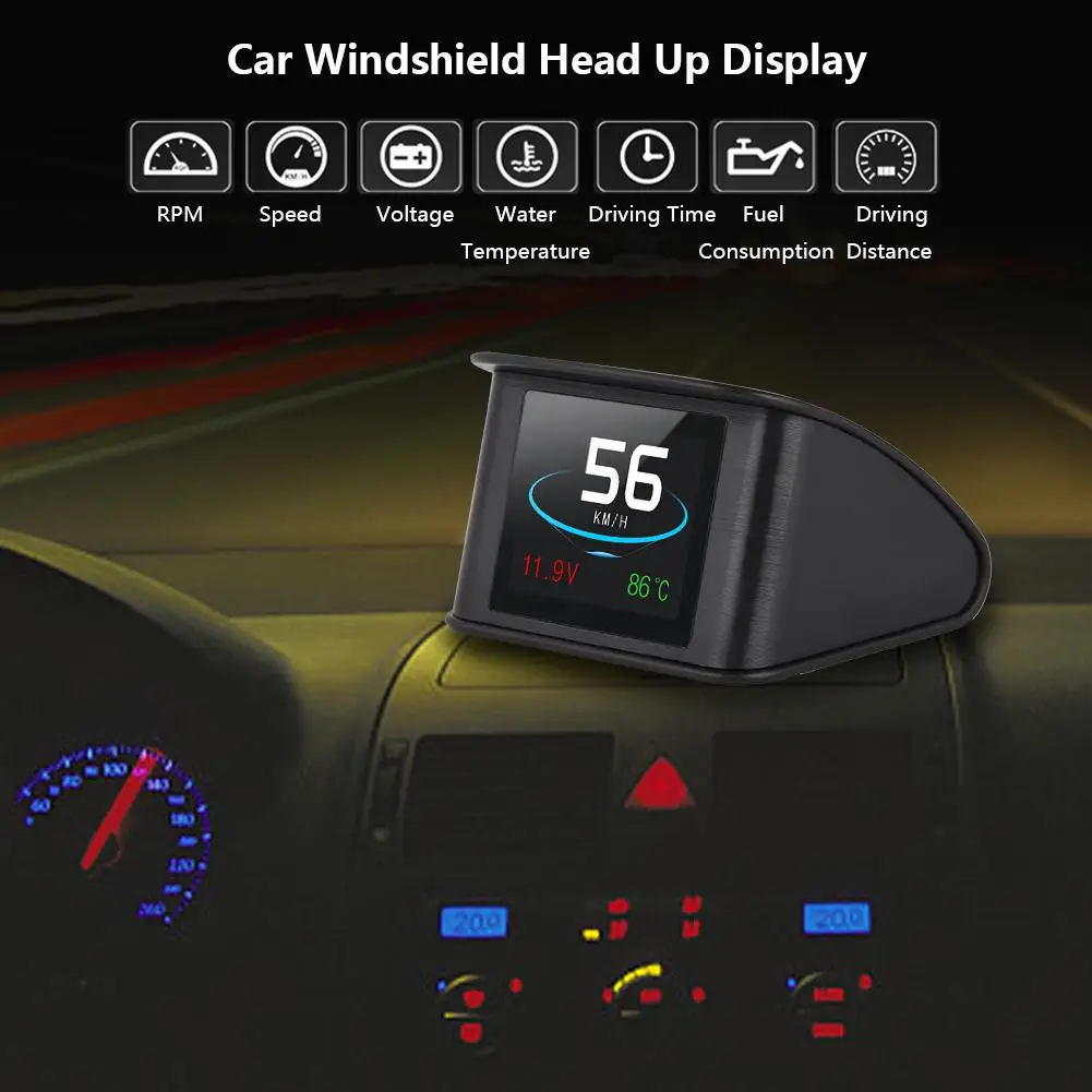 

Car OBD Smart Digital Meter P10 Universal Car HUD Head Up Colorful Display OBD2 Speed Warning RPM Fuel Consumption Projector