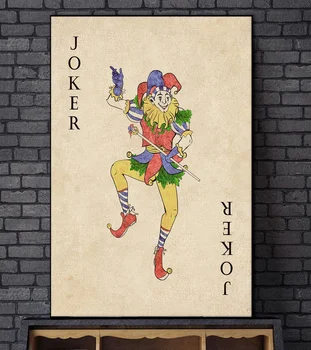 

Abstract Art Joker Poker Decks of Vintage Cards Art Canvas Poster Wall Pictures for Living Room No Frame