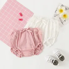 Одежда для маленьких девочек хлопковые кружевные тюлевые шорты Одежда для маленьких девочек трусики для новорожденных повседневные шорты Летняя одежда розовый, белый