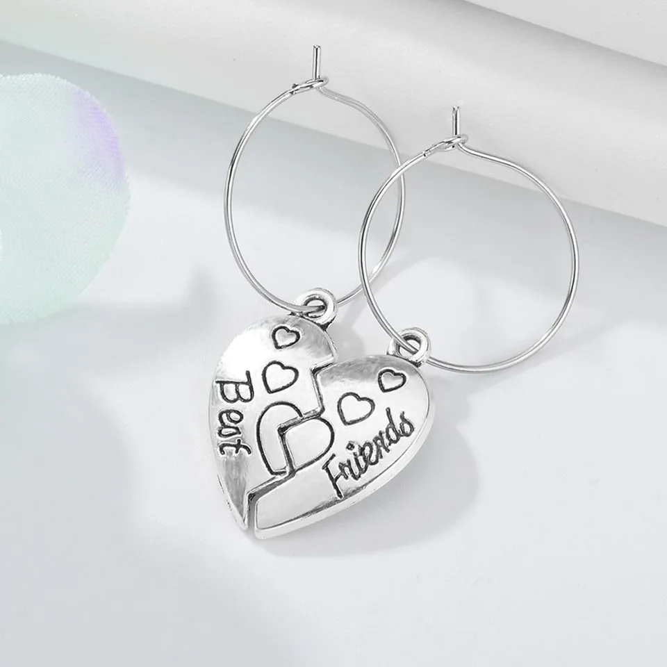 

New Splicing Sliver Heart Big Earrings For Women Trendy Best Friend Wonderful Anniversary Earrings Gifts For Girlfriend