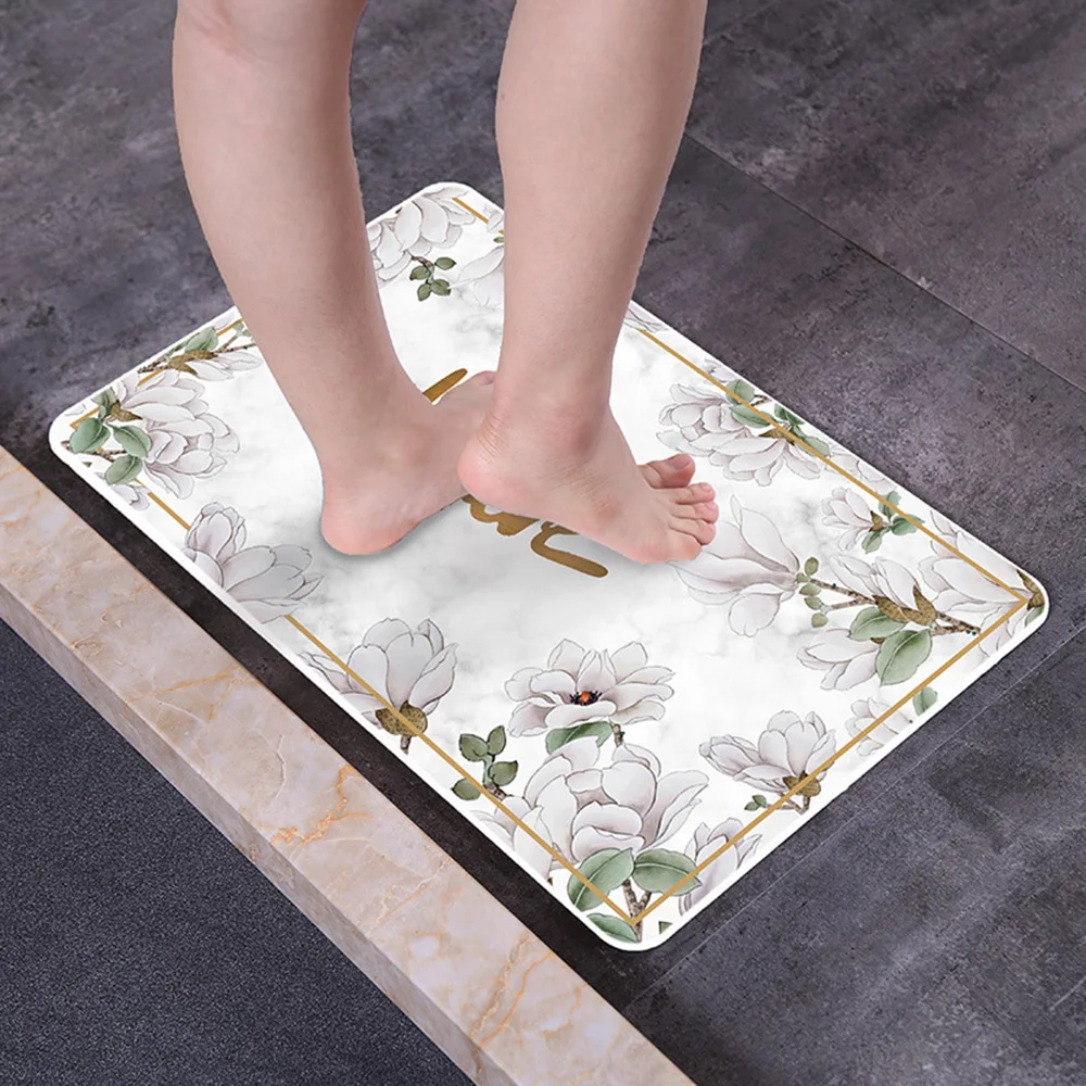 

Natural Diatomaceous Printed Bathroom Rug Mat Ins Quick Drying Non-slip Bath Mat Floor Carpet Pad Eco-Friendly Pad Seat Mattress