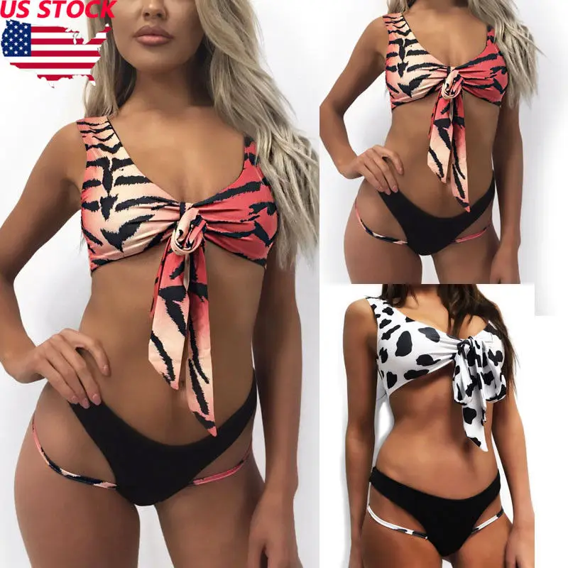 Sexy 2PCS Womens Bikini Push-up Padded Strappy Bra Swimsuit Bathing Suit Swimwear |