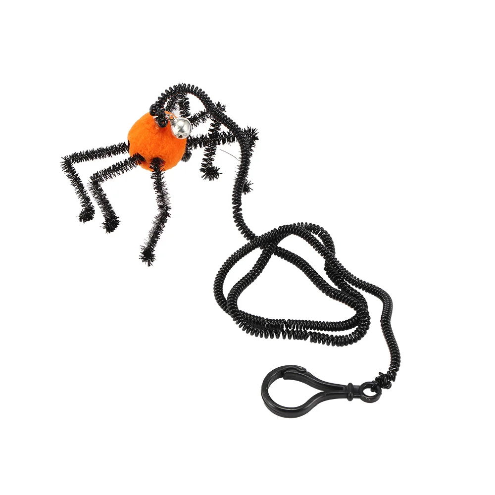 

Halloween Cat Kitten Toys Hanging Plush Bat Spider Design Flying Finger Pet Teasing Cat Interactive Ball Bell Spring Rope Toys