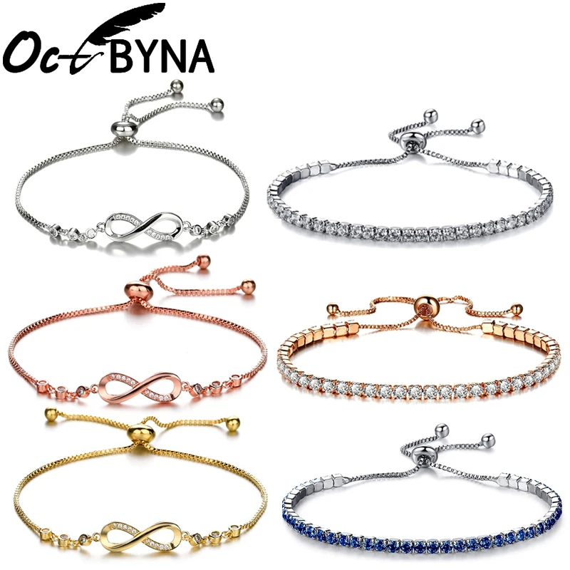 

Octbyna Simple Fashion Multi Style Lady Charms Bracelet For Women Cubic Zirconia Brand Bracelet Infinity Bracelet Jewelry Gift