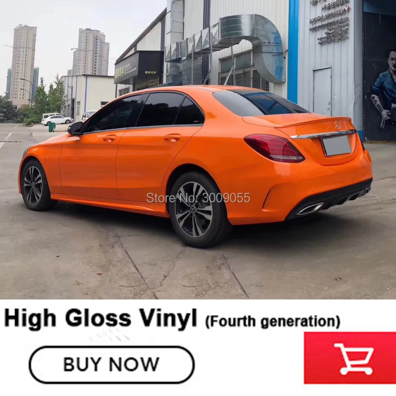 

High-end Self adhesive Full vehicle wraps Orange gloss vinyl air free bubbles glossy car wrap vinyl air drain top quality