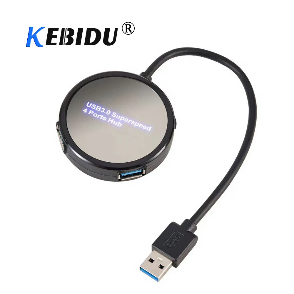 

Kebidu 4 Port USB 3.0 Hub Round Hub Multi-port High-speed USB Splitter Adapter Switch For PC Laptop Accessories