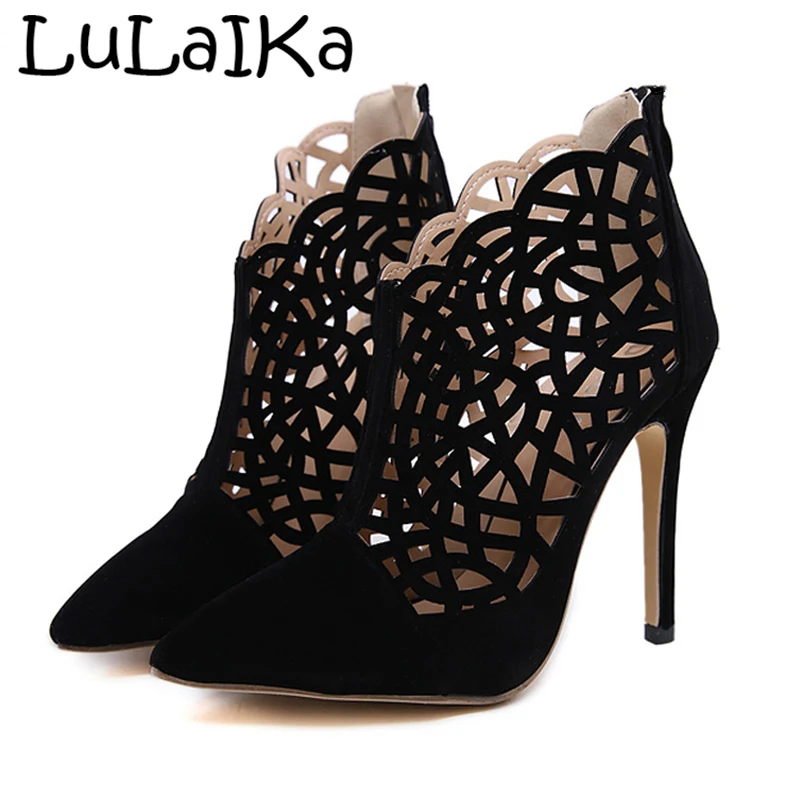 

2019 Summer New Solid Color Pointed Toe Woman High Heels Sexy Breathable Pattern Shoes Lady Comfortable Outdoor Office Shoes