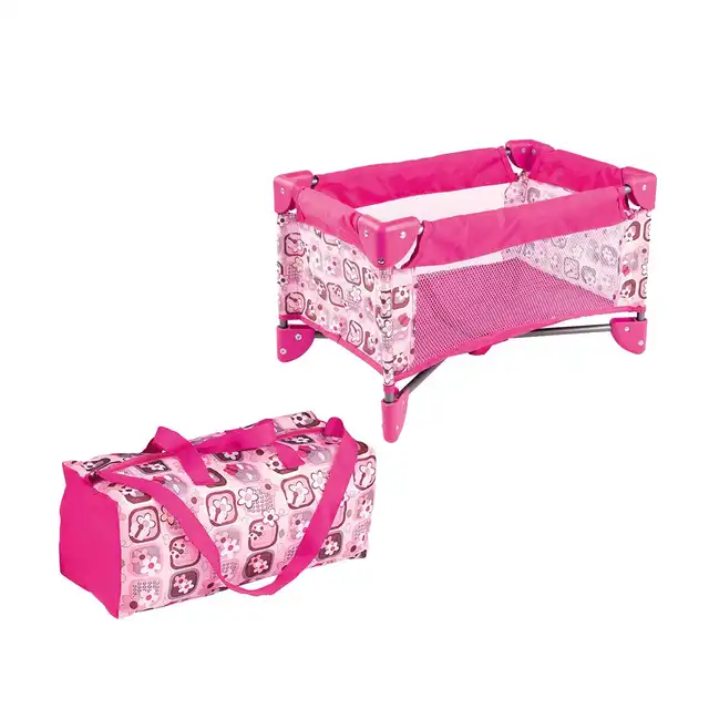 Simulation Miniature Pink Bed Bag Crib Set Baby Doll Furniture