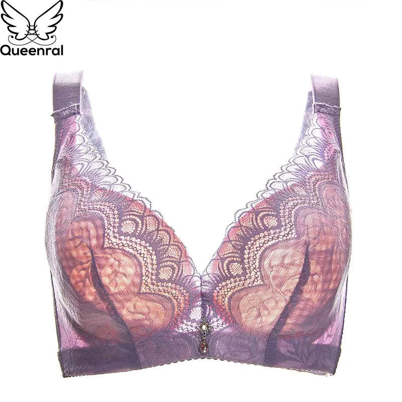 

Queenral Plus Size Bras For Women Sexy Lace Bralette Push Up Brassiere Big Size Bra Female Cotton Underwire BH Ultra-thin Bras