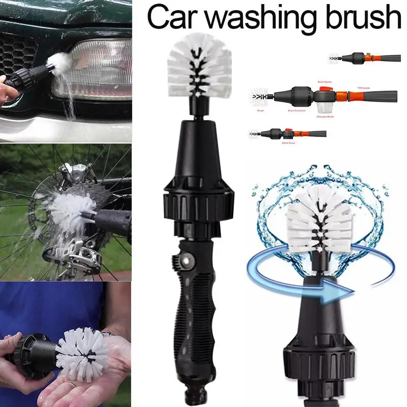 

Car Handle Washing Brush Clean Tools Water-driven Rotating Cleaning Brush For Car Motorcycle Bicycle Wheel Tire Rim Wash Brush