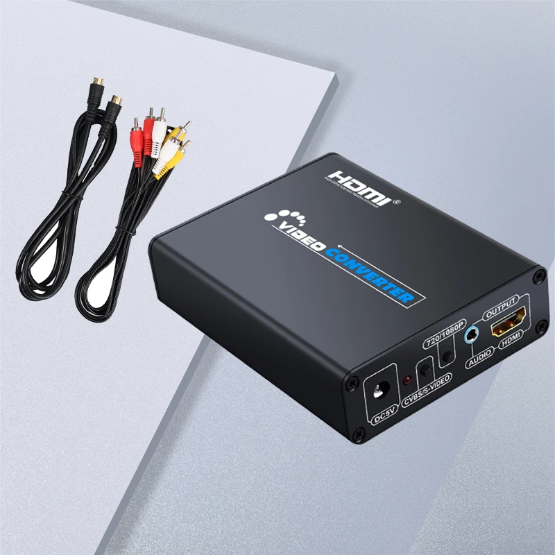 

AV to HDMI Converter CVBS Composite S-Video R/L to HDMI Adapter Upscaler Support 720p 1080p RCA S-Video Cable 3RCA AV to HDMI