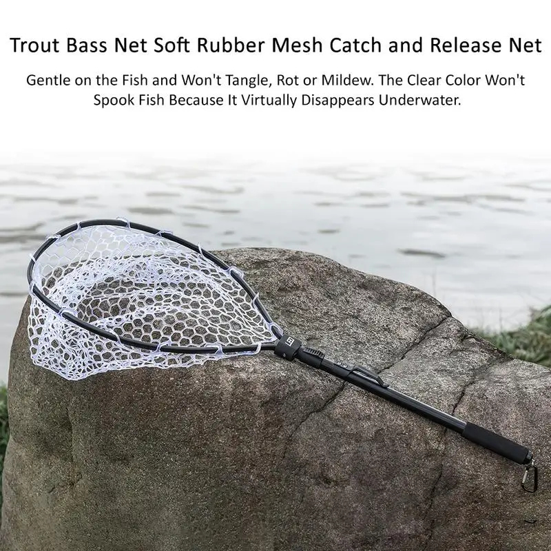 Rete da Pesca in Maglie di Gomma Morbida Portatile Accessori da Pesca Rete da Pesca in Maglie di Gomma Morbida Portatile Accessori da Pesca