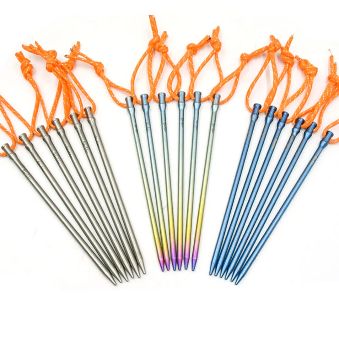 

6Pcs Titanium Tent Pegs Lightweight 165mm Tent Peg Outdoor Camping Tent Nail Peg Survival Tool Tent Accessories Equipment