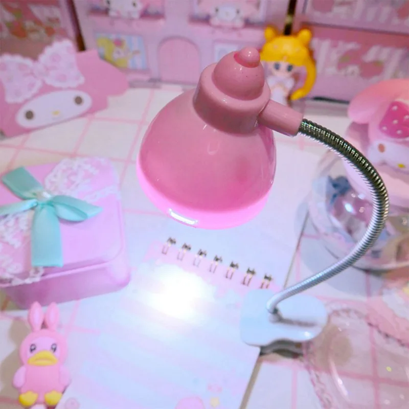 Светодиодный светильник-книга, гибкий портативный мини-розовый Регулируемый зажимной светильник для чтения, милый ночной Светильник для девочек, кнопка Macaron, батарейка