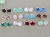 5 Pairs Micro Pave CZ Crystal Glass Round Shape Post Earring Findings with Loop,Cubic Zirconia Crystal Glass Round Stud Earring 1