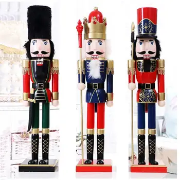 

60CM British Style Nutcracker Puppet Christmas Wooden Handmade Crafts Xmas Home Shop Desktop Ornament Christmas Birthday Gift J2