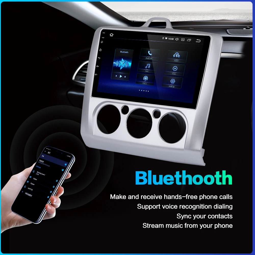Sale Dasaita 9" IPS TDA7850 Car Android 9.0 Radio Player for Ford Focus 2 2002 2003 2004 2005 2006 2007 2008 GPS Navigator HDMI 3