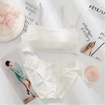 

2019 Hot Sale Sexy Set Lace Transparent Push Up Women Lingerie Bralette Seamless Thong Panties Wire Free Thin Underwear