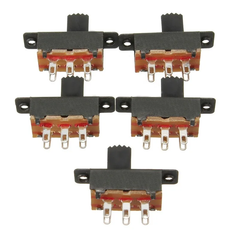 5 Pcs  Miniature Slide Switch DPDT Long Rect dolly Black 2 Position On-On  CK45 