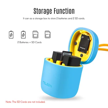 

TELESIN Waterproof NPFW50 Battery Charger with 2pcs Batteries Dual Channel Charger Support Read SD Card for Sony Alpha Cameras