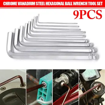 

9pcs/set Inch Size Durable Ball End Hex Wrench Allen Key Accessories Chromium-vanadium Steel Spanner Short Arm Tool Set