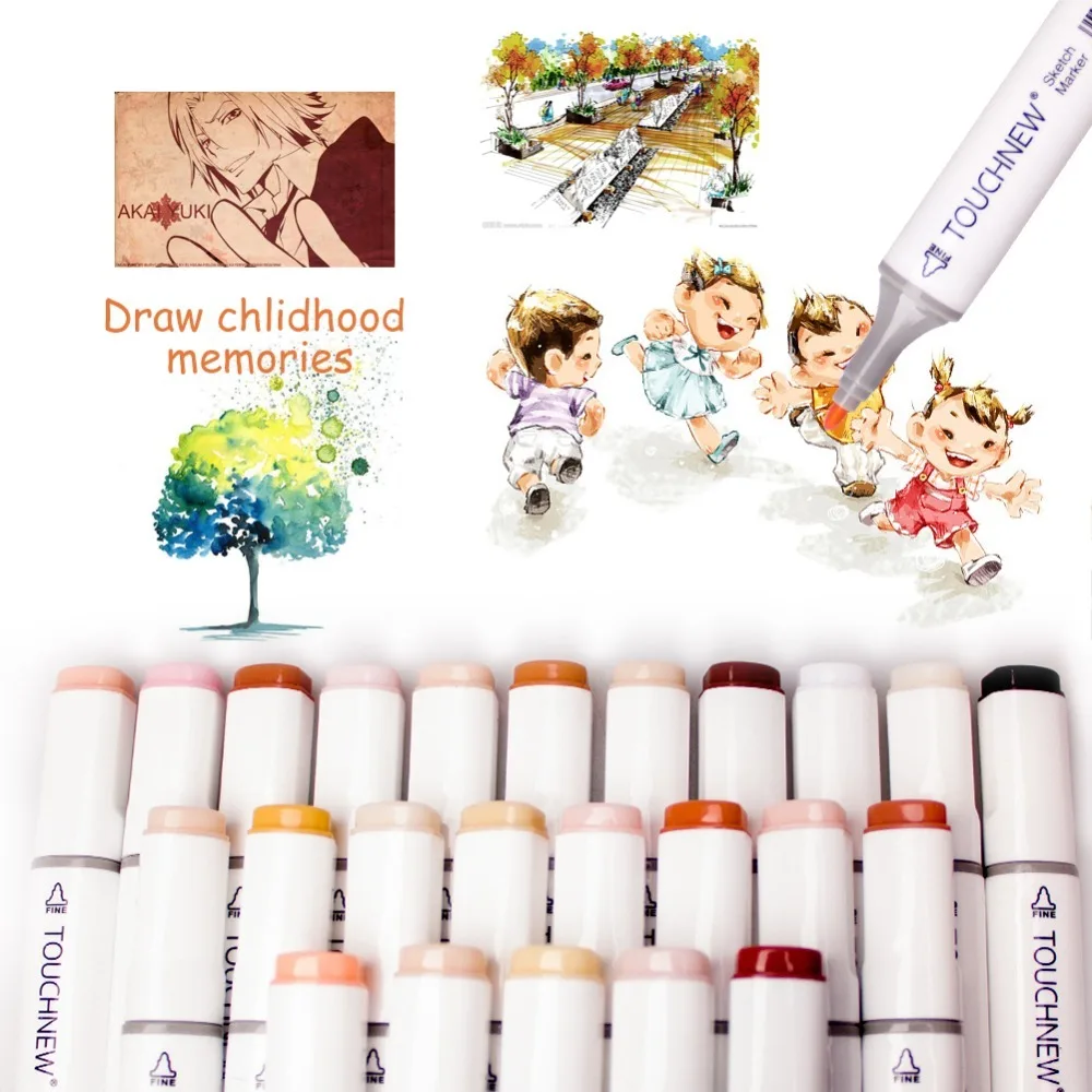 

Permanent Sketch Anime Skin Marker Pen Set for Skin Tone Pens Artist Dual Tip Twin Alcohol Based Art Marker Set