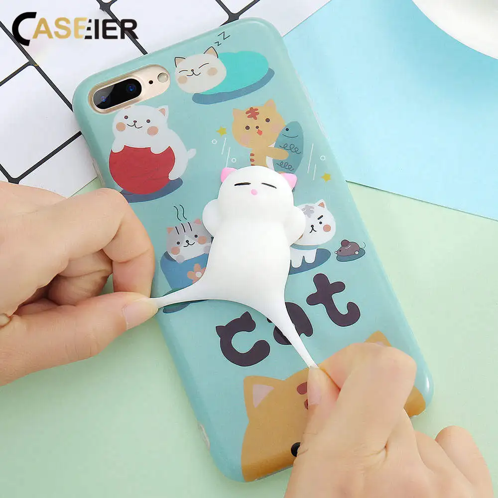 CASEIER милый чехол для iPhone 6 6s 7 Plus 8 X мультяшный разминающий телефона 10 задняя крышка