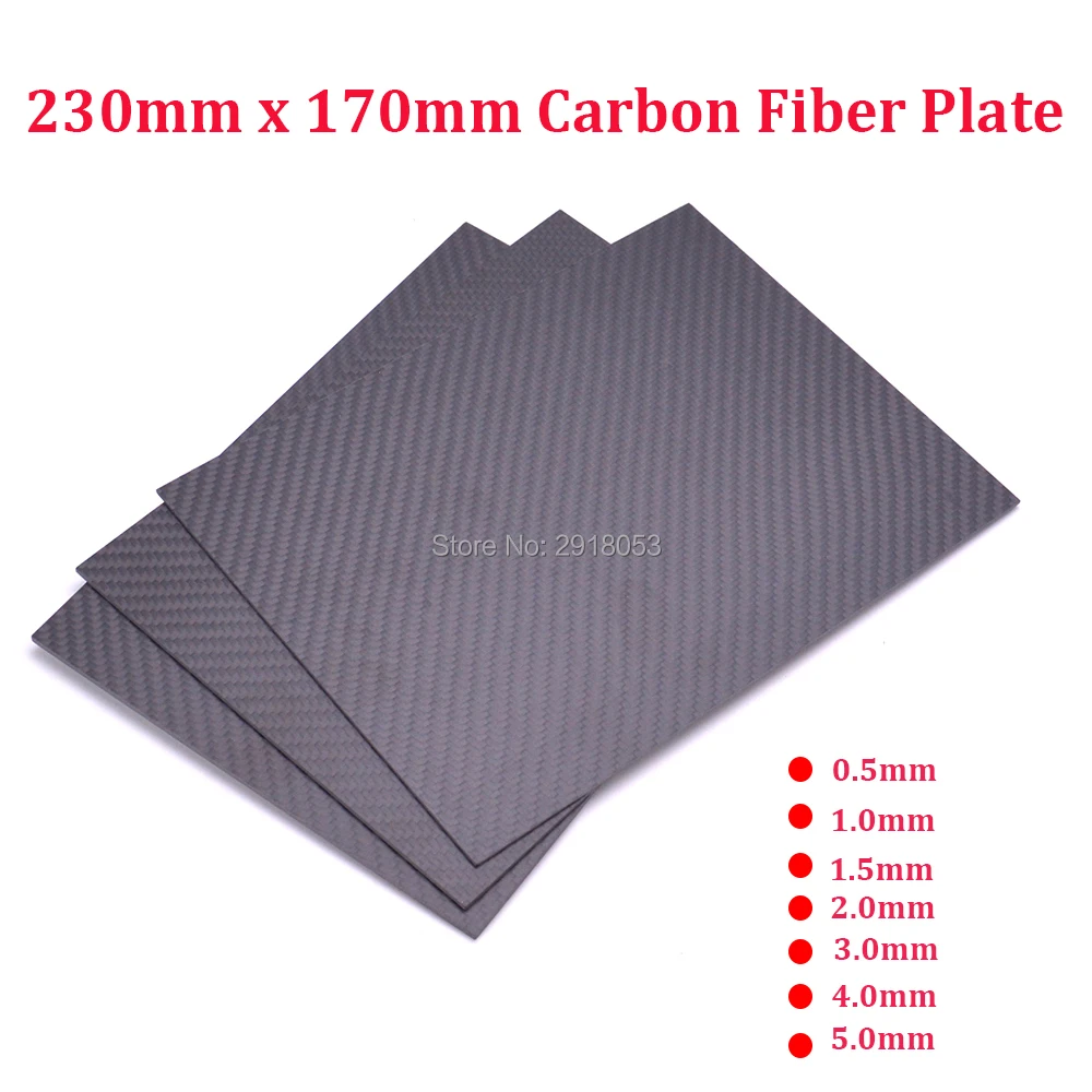 

Carbon fiber 230mm x 170mm 0.5mm 1mm 1.5mm 2mm 3mm 4mm 5mm Plain Twill Weave Matt Surface 3K full Carbon Fiber Plate Panel Sheet